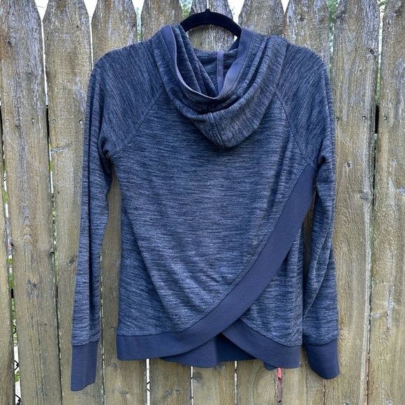 Athleta girl cross cross back hoodie heathered grey Sz XL/14 - Picture 11 of 11